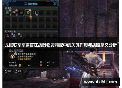 龙眠联军军需官在战时物资调配中的关键作用与战略意义分析